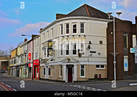 The Railway, Inn/Public house close to Bridgend town centre has been established for many years and now attracts an older clientelle. Stock Photo