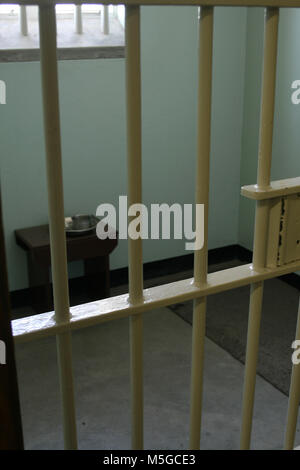 Nelson Mandela's cell on Robben Island, where he was held prisoner, near Cape Town, South Africa Stock Photo