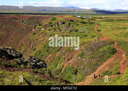 Walking trail connecting Keride Crater and visitor center at Kerid Crater.Golden Circle.Grimsnes.South Iceland.Iceland Stock Photo