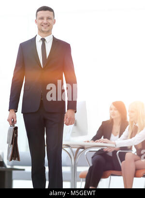 portrait of a practising lawyer in the background of the office. Stock Photo