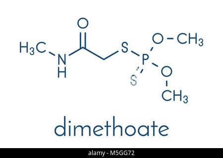 Dimethoate insecticide molecule. Skeletal formula. Stock Vector