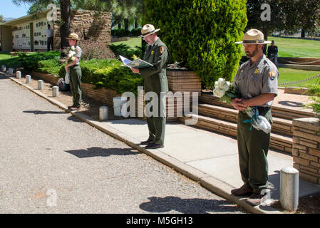 June ,  Wrea laying ceremony - Citizens Cemetery, Flagstaff  Grand Canyon National Park Chief of Concessions, Doug Lentz, delivering the closing remarks during the memorial wreath laying ceremony at Citizens Cemetery, Flagstaff, AZ. Stock Photo