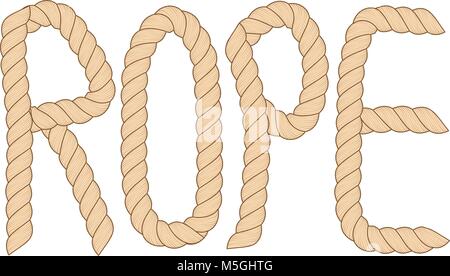 Word written from the rope material. Vector alphabet letters. Stock Vector