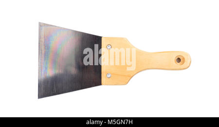 Metal spatula isolated on white background, top view Stock Photo