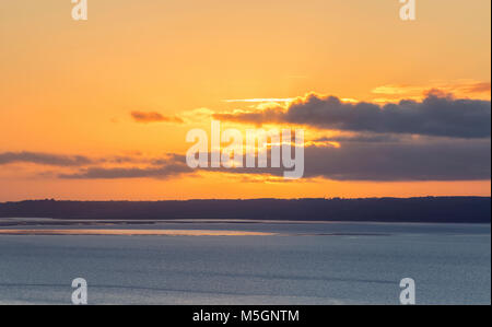 Warm sunset clouds seeing from the top og Great Orme hill in Llandudno, North Wales, UK Stock Photo
