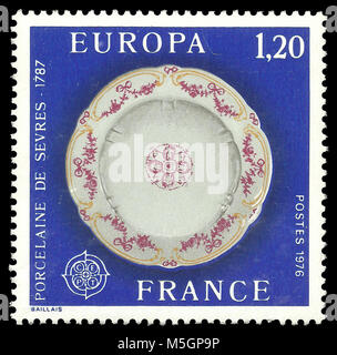 France - stamp 1976: Color edition on European Union, shows Sevres porcelain of 1787 Stock Photo