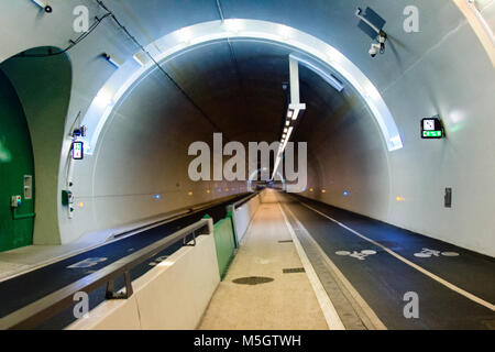 Tunnel underground passage. Lanes for pedestrians and cyclists, lighting, ventilation system Stock Photo