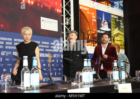 Berlin, Germany. 23rd February, 2018. Press conference at the Grand Hyatt Hotel in Berlin/Germany for “ Songwriter“ by 68th Berlinale, with Murray Cummings (Director, Screenwriter, Editor, Producer),  Ed Sheeran, Foy Vance , Alejandro Reyes-Knight, Billy Cummings , “Credits: T.O.Pictures / Alamy Live News“ Stock Photo