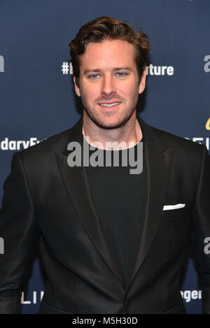 New York, USA. 22nd Feb, 2018. Armie Hammer on the red carpet at the Brietling '#LEGENDARYFUTURE' Roadshow 2018 New York on February 22, 2018. Credit: Erik Pendzich/Alamy Live News Stock Photo