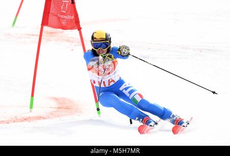 Pyeongchang, South Korea. 24th February, 2018. Irene Curtoni (ITA). Alpine team event skiing. Yongpyong alpine centre. Alpensia. Pyeongchang2018 winter Olympics. Republic of Korea. 24/02/2018. Credit: Sport In Pictures/Alamy Live News Stock Photo