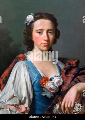 Flora MacDonald. Portrait of the Jacobite heroine Flora Macdonald (1722-1790), famed for helping in the escape of Bonnie Prince Charlie on the Isle of Skye in 1746 . Painting by Allan Ramsay, oil on canvas, 1749. Stock Photo