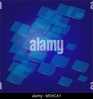 Abstract background of blue color. Many translucent rectangles Stock Vector