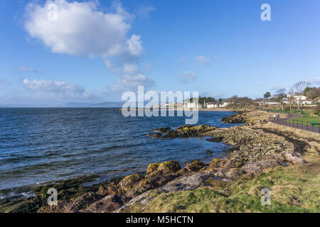 The town of largs Scotland in the distance from the South shore on a cold but bright day. A good tourism image. Stock Photo