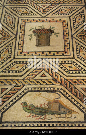 Dionysus Mosaic. Detail. 3rd century. Roman. It decorated the floor of the banquet hall, on the west side of the peristyle of a large house. Found in Cologne, Germany. Roman-Germanic Museum. Cologne. Germany. Stock Photo
