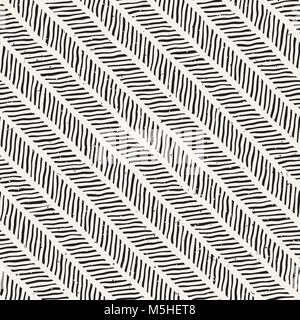 Hand drawn style seamless pattern. Abstract geometric tiling background in black and white. Vector doodle line lattice Stock Vector