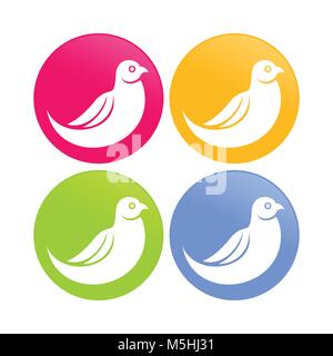 Abstract Dove Bird Color Round Icons Stock Vector