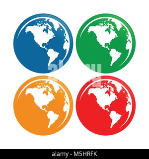America Continent Map Globe Circle Icons Vector Graphic Design Stock Vector