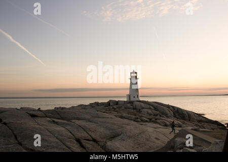 Peggy's Point lighthouse in Peggy's Cove, Nova Scotia. Stock Photo