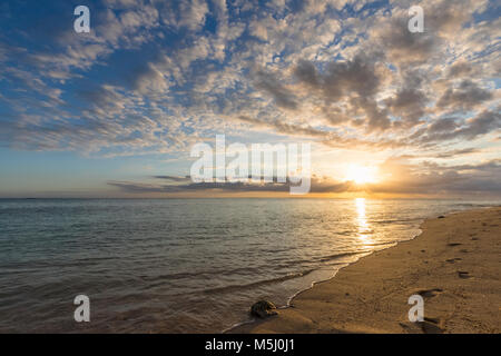 Mauritius, Southwest Coast, Indian Ocean, Le Morne, beach at sunset Stock Photo