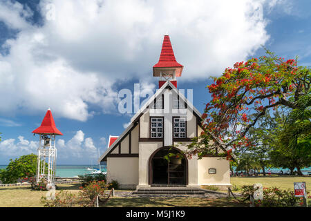 Kapelle Chapelle Notre-Dame-Auxiliatrice  am Cap Malheureux, Riviere du Rempart  Mauritius, Afrika,  | chapel Notre Dame Auxiliatrice at Cap Malheureu Stock Photo