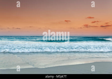 Carribean, Dominican Republic, Punta Cana, Playa Bavaro, view to the sea at sunset Stock Photo