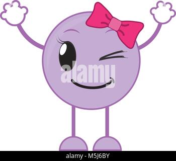 good female emoji expression with arms and legs Stock Vector