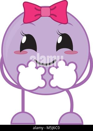 nice female emoji expression with arms and legs Stock Vector