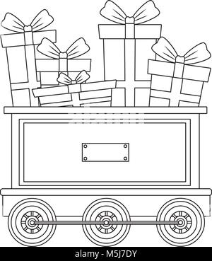 gifts on train carriage Stock Vector