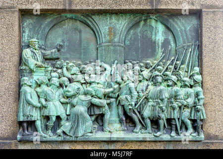 Copenhagen, Zealand region / Denmark - 2017/07/26: relief on the Reformation Memorial on Bispetrov square in city center Stock Photo