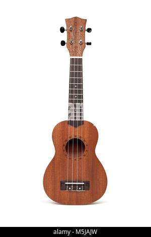 The brown ukulele guitar isolated on the white background Stock Photo