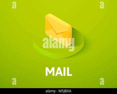 Mail isometric icon, isolated on color background Stock Vector