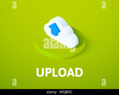 Upload isometric icon, isolated on color background Stock Vector