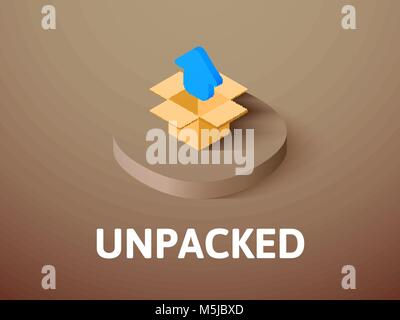 Unpacked isometric icon, isolated on color background Stock Vector