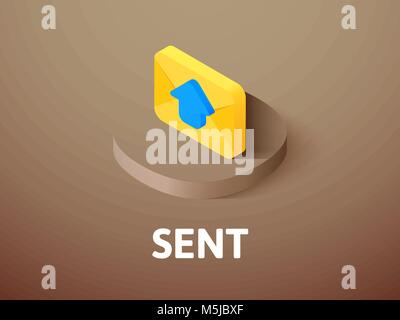 Sent isometric icon, isolated on color background Stock Vector