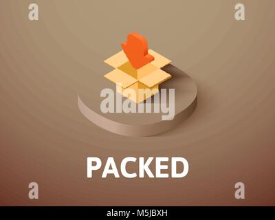 Packed isometric icon, isolated on color background Stock Vector