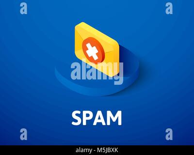 Spam isometric icon, isolated on color background Stock Vector
