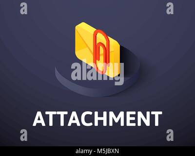 Attachment isometric icon, isolated on color background Stock Vector