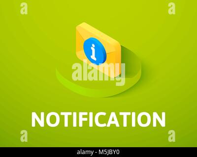 Notification isometric icon, isolated on color background Stock Vector