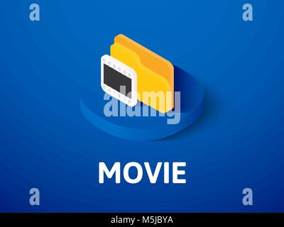 Movie isometric icon, isolated on color background Stock Vector