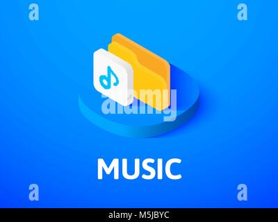 Music isometric icon, isolated on color background Stock Vector