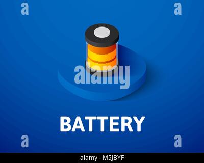 Battery isometric icon, isolated on color background Stock Vector