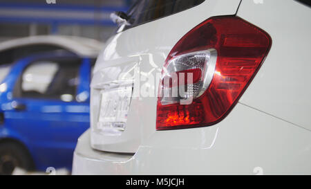 Car preparing for professional diagnostics in auto service, close up Stock Photo