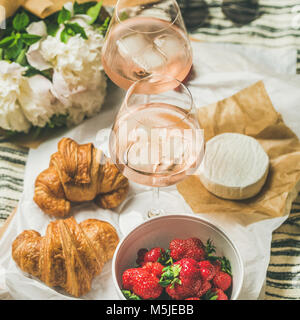 French style romantic summer picnic setting, square crop Stock Photo