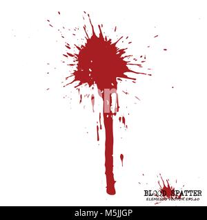 Blood splatter elements on white background . Criminal concept . Vector . Stock Vector