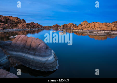 Sunset above Watson Lake in Prescott, Arizona Stock Photo