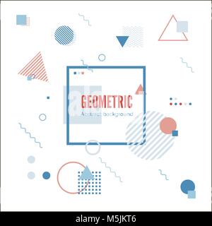 Geometric motion design concept. Simple geometry pattern with frame and text. Identity banner print. Vector illustration Stock Vector