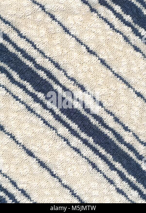 Background - closeup of knitted cotton fabric in white and blue Stock Photo
