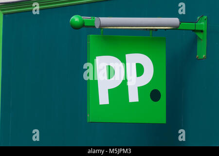 paddy power bookies betting shop store sign logo. Stock Photo