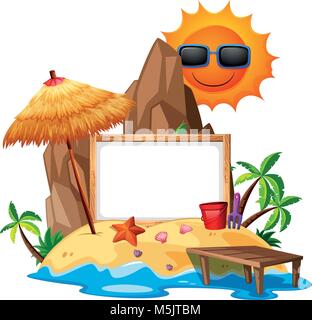 Border template with summer theme illustration Stock Vector