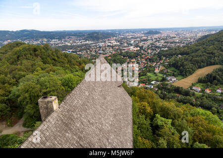 View of Upper Graz from old castle tower ruins named Gosting in Graz, Styria region of Austria. Stock Photo